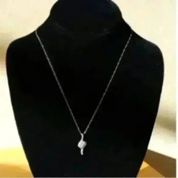 Sterling Silver Necklace with CZ Pendant - Picture 1 of 4